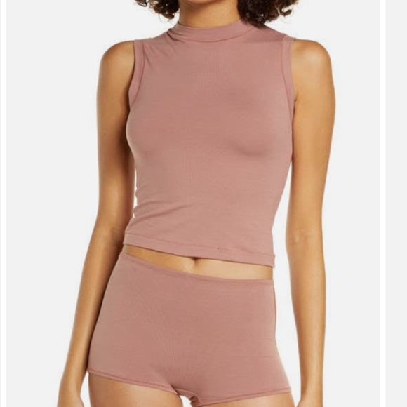 SKIMS Other - SKIMS rise clay Sleeveless Cotton Mock Neck Tank Top and Everybody Cheeky Briefs